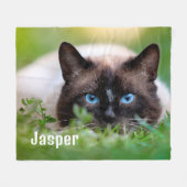 自分のペットパーソナライズされた犬の家族の写真を作成 フリースブランケット (正面(横))