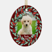 自分のペット犬の写真のクリスマスを作成 セラミックオーナメント (右)