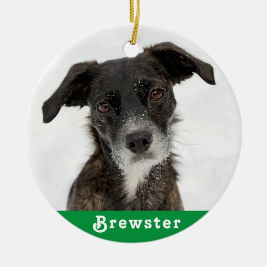 自分のペット犬の写真を作成するクリスマスオーナメント セラミックオーナメント (正面)