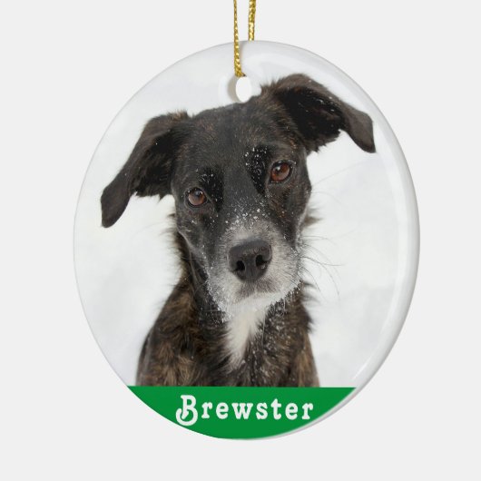 自分のペット犬の写真を作成するクリスマスオーナメント セラミックオーナメント (左)
