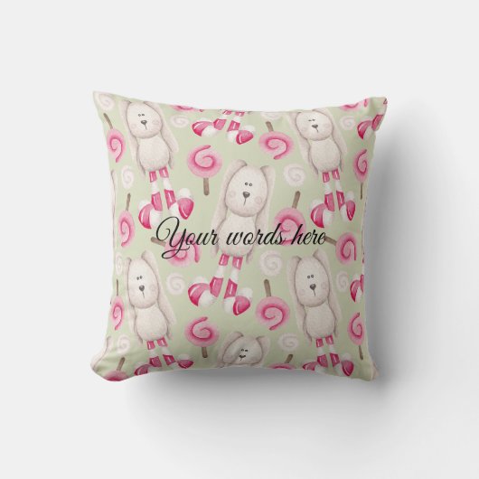 自分のペパーミントラビットクリスマスを作成する クッション (正面)