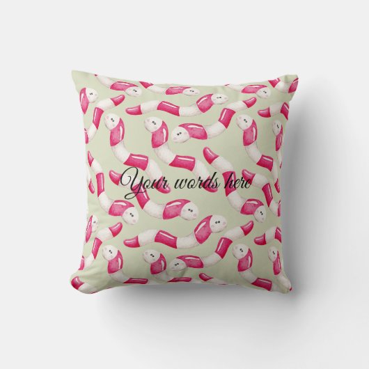 自分のペパーミントワームのクリスマスを作成 クッション (正面)