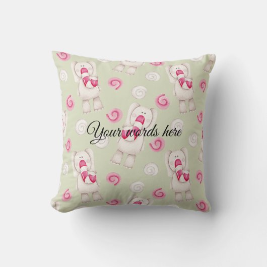 自分のペパーミント象のクリスマスを作成する クッション (正面)
