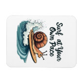 自分のペースでサーフカタツムリおもしろいサーフィン マグネット (横)