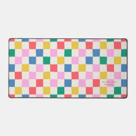 自分のペースで輝カラフル市松模様にく デスクマット