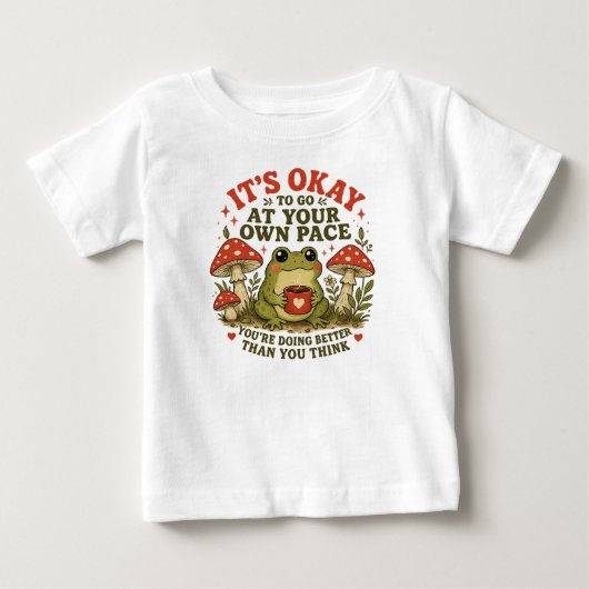 自分のペースで進もう - かわいいカエルの自分時間 ベビーTシャツ (正面)