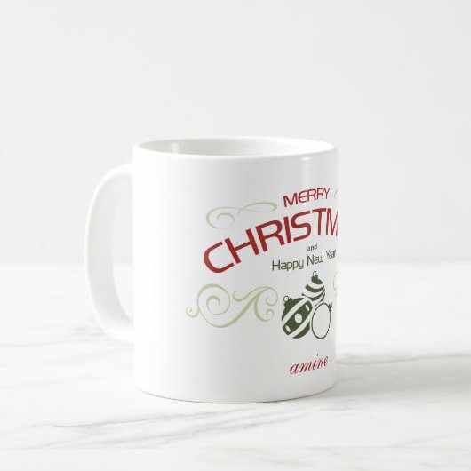 自分のホリデークリスマスファミリーマグを作成 コーヒーマグカップ (正面左)