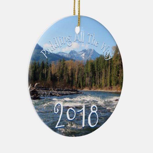 自分のホワイトウォーターのChirstmas写真を作成する セラミックオーナメント (右)