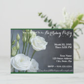 自分のホワイトローズ誕生日招待状 招待状 (スタンド正面)
