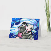 自分のマーメイドペンギンのクリスマスカードに色を付ける シーズンカード (正面)