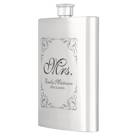 自分のミセス・ミセスのモノグラムを結婚作成する フラスク (左)