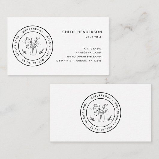 自分のメイソンの瓶の花を作る 名刺 (正面/裏面)