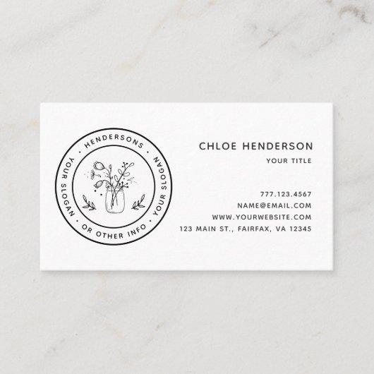 自分のメイソンの瓶の花を作る 名刺 (正面)