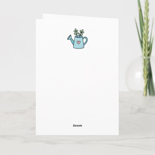 自分のメッセージを追加する、かわいい散水缶 カード (裏面)