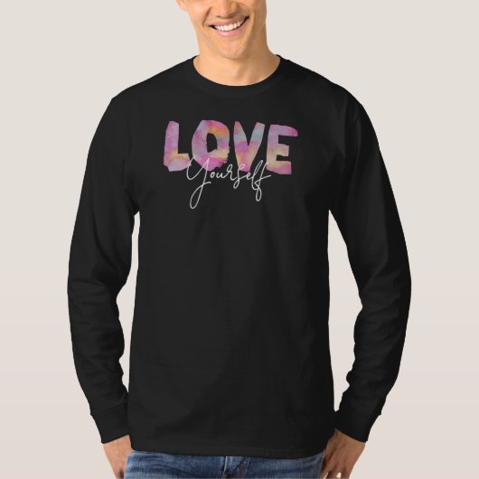 自分のメッセージ前向きを色で愛す気にる Tシャツ (正面)