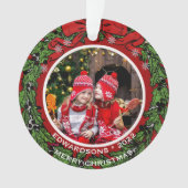 自分のメリークリスマスの家族の写真を作成する オーナメント (正面)