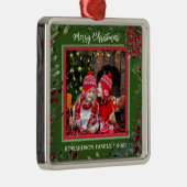 自分のメリークリスマスの家族の写真を作成する メタルオーナメント (右)