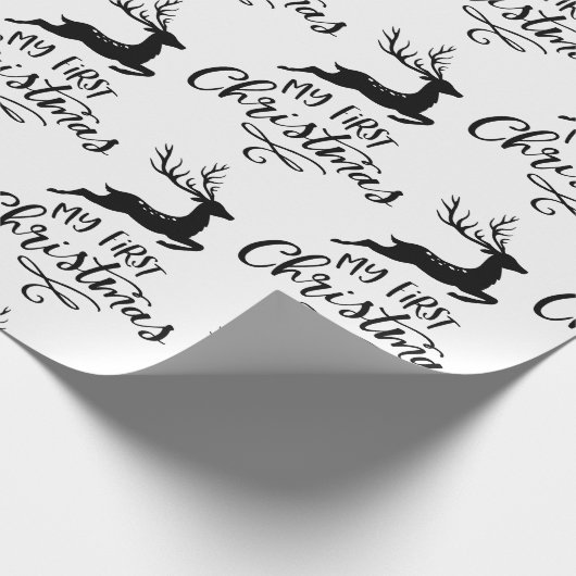 自分のモダン初めてのクリスマストナカイのスクリプトパターン ラッピングペーパー (角)