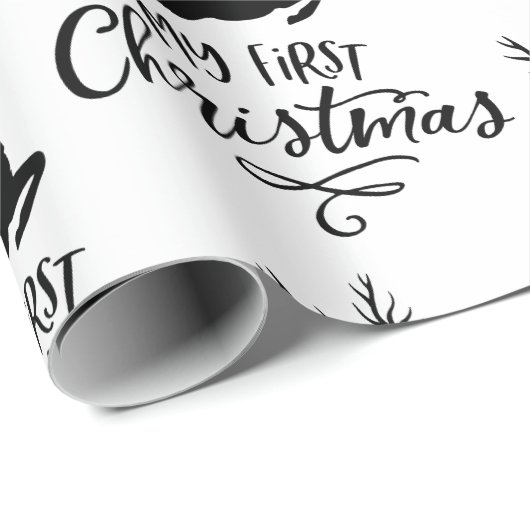 自分のモダン初めてのクリスマストナカイのスクリプトパターン ラッピングペーパー (ロールコーナー)