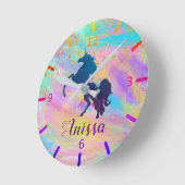 自分のユニコーンをパーソナライズカラフルする ラウンド壁時計 (傾斜)