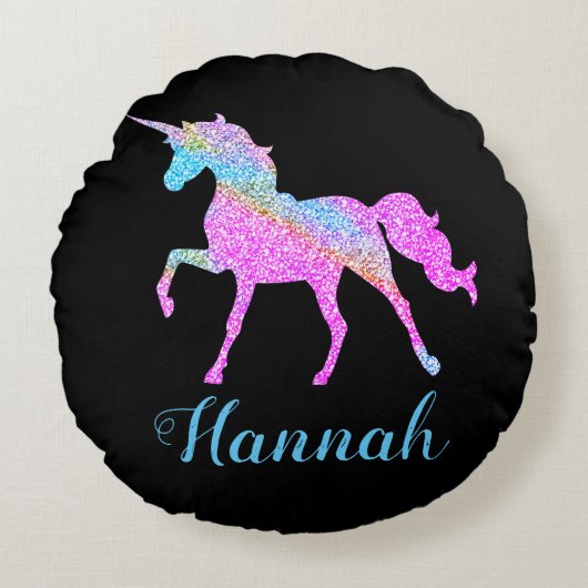 自分のユニコーン装飾用クッションをパーソナライズ ラウンドクッション (正面)