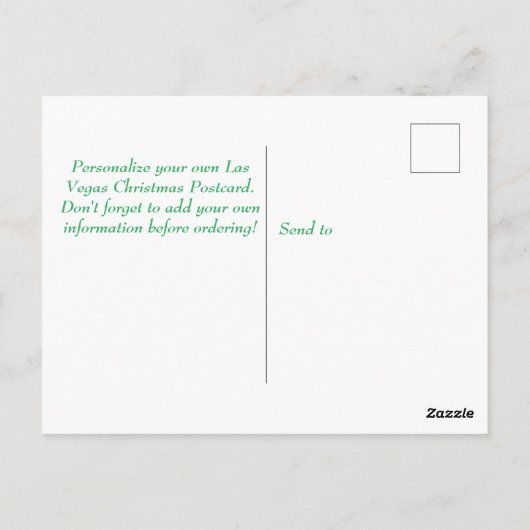 自分のラスベガスのクリスマスポストカードをカスタマイズします。 ポストカード (裏面)