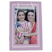 自分のラベンダークリスマスホリデーフォトを作成 ミディアムペーパーバッグ (正面)