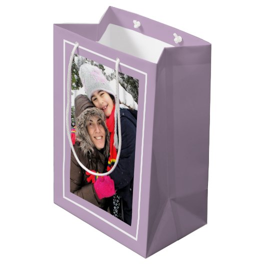 自分のラベンダークリスマスホリデーフォトを作成 ミディアムペーパーバッグ (裏面アングル)