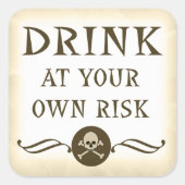 自分のリスクで飲むハロウィン警告のラベル スクエアシール (正面)