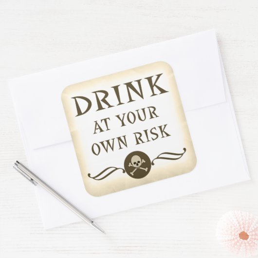 自分のリスクで飲むハロウィン警告のラベル スクエアシール (封筒)
