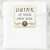 自分のリスクで飲むハロウィン警告のラベル スクエアシール (バッグ)