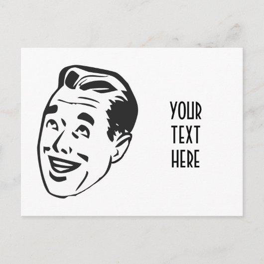 自分のレトロを作る幸せな男の頭のギフト ポストカード (正面)