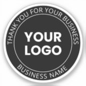 自分のロゴと編集可能メッセージに感謝 シール (正面)