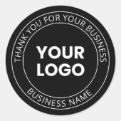 自分のロゴと編集可能メッセージに感謝 ラウンドシール (正面)