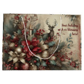 自分のロマンチックなクリスマススタビクトリアンッグを作成する ラージペーパーバッグ (裏面)