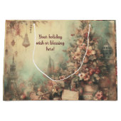 自分のロマンチックなクリスマスツリーをビクトリアン作成する ラージペーパーバッグ (正面)