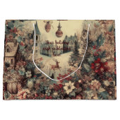 自分のロマンチックなクリスマスビクトリアンシーンの作成 ラージペーパーバッグ (正面)