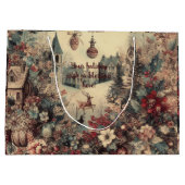 自分のロマンチックなクリスマスビクトリアンシーンの作成 ラージペーパーバッグ (裏面)