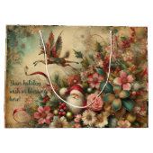 自分のロマンチックなクリスマスビクトリアン格言の作成 ラージペーパーバッグ (裏面)