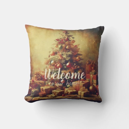 自分のロマンチックなクリスマスモーニングツリーを作成 クッション (正面)