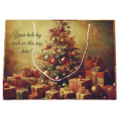 自分のロマンチックなクリスマスモーニングツリーを作成 ラージペーパーバッグ (正面)