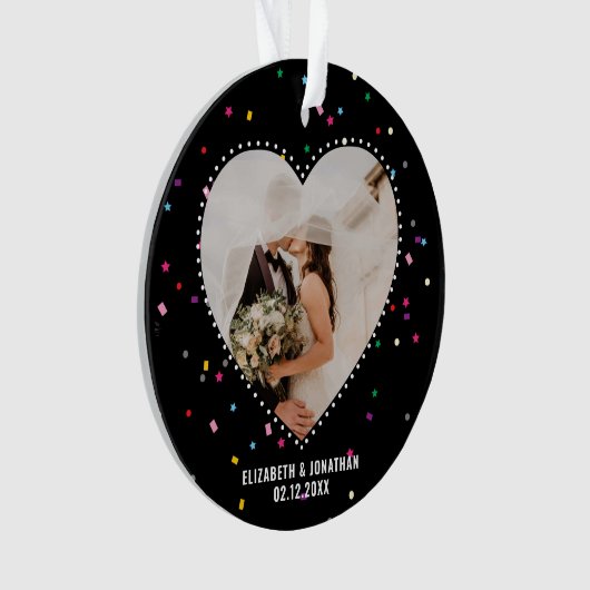 自分のロマンチックな結婚ハート写真の作成 オーナメント (正面)