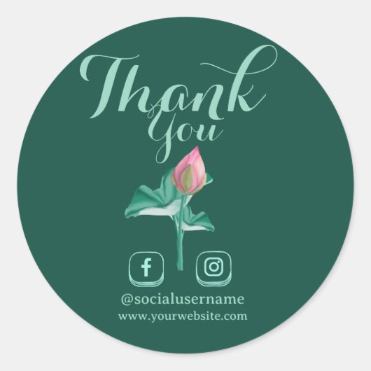 自分のロータスを作る感謝とソーシャルメディア ラウンドシール (正面)