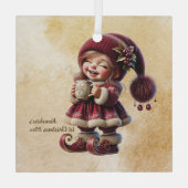 自分のヴィンテージのクリスマス格言を笑顔で作成 ガラスオーナメント (裏面)