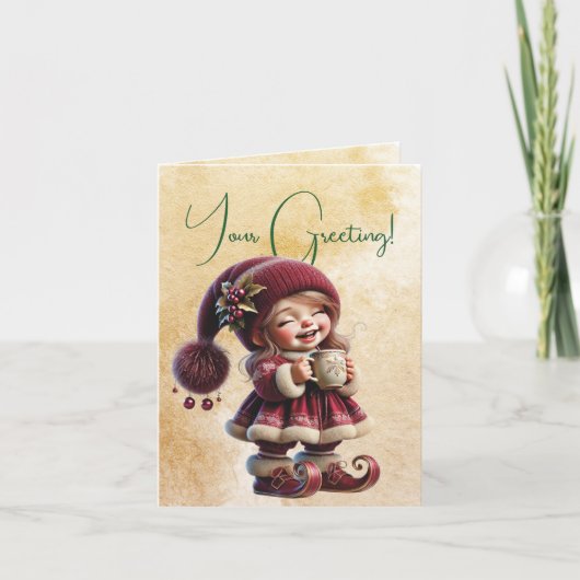 自分のヴィンテージのクリスマス格言を笑顔で作成 シーズンカード (正面)