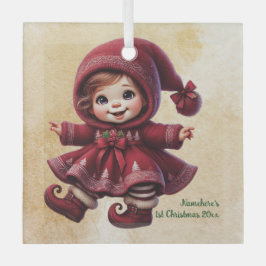 自分のヴィンテージクリスマス格言の女の子を作成 ガラスオーナメント