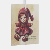 自分のヴィンテージクリスマス格言の女の子を作成 ガラスオーナメント (正面右)