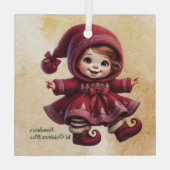 自分のヴィンテージクリスマス格言の女の子を作成 ガラスオーナメント (裏面)