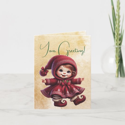 自分のヴィンテージクリスマス格言の女の子を作成 シーズンカード (正面)