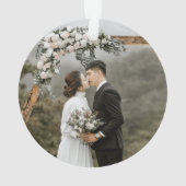 自分の両面フォトカップル結婚を作成する オーナメント (裏面)